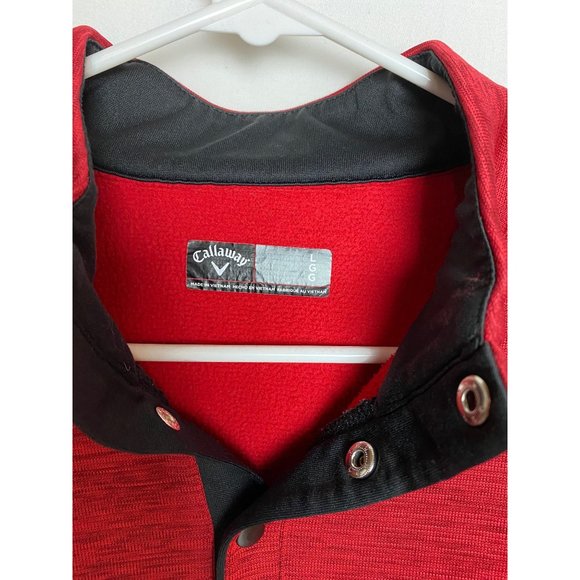 Callaway Men's Red Long Sleeve Pullover Size Large 1/4 Snap Button - Picture 4 of 6